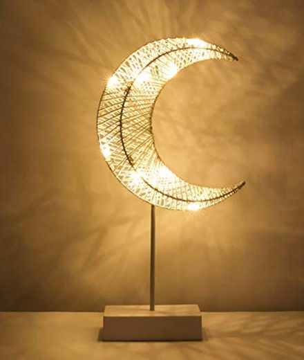 Lewondr Lámpara Decorativa de Mesa de Hierro 3D Tejida con Luz de