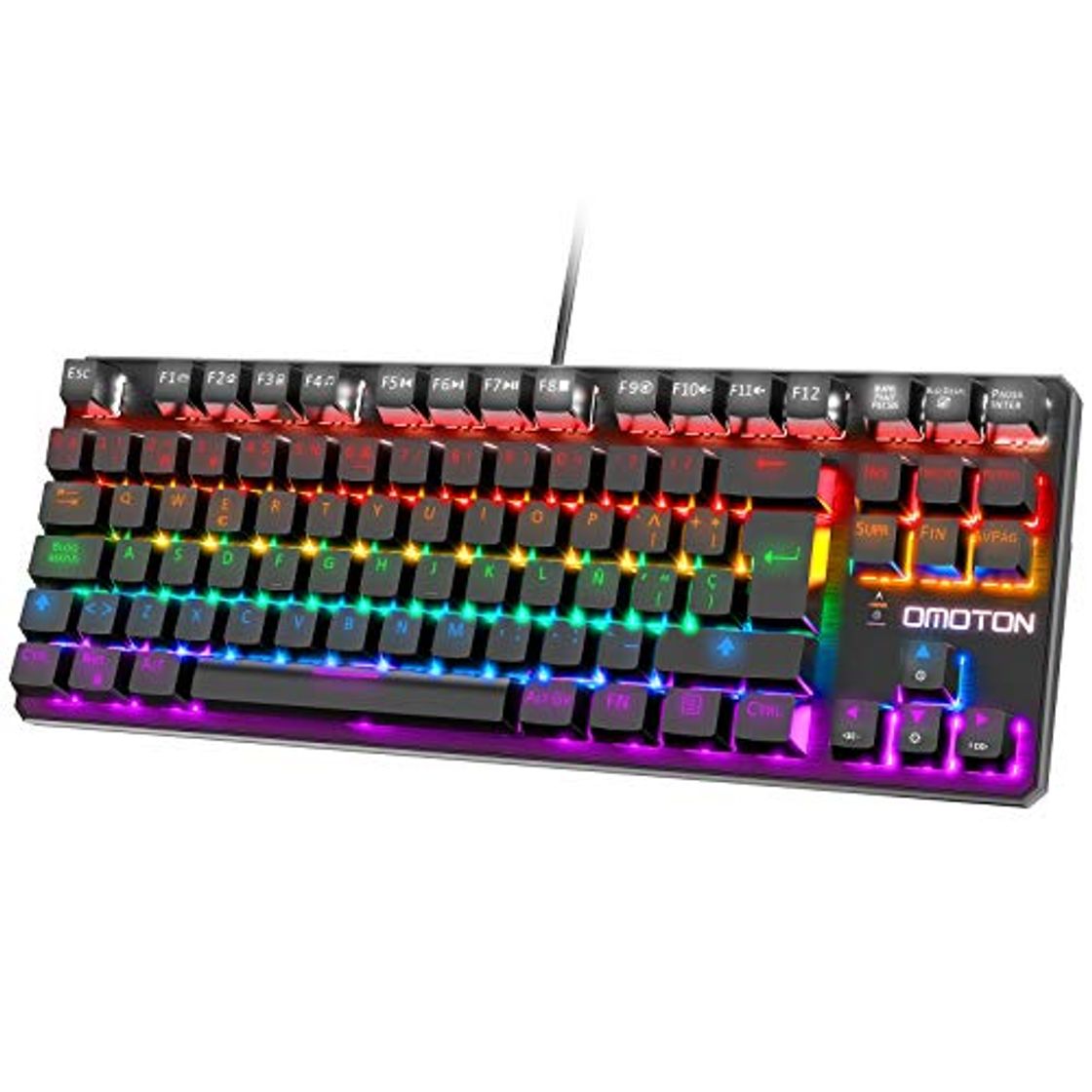 Product OMOTON Teclado Mecánico Switch Blue con Luz, Teclado Gaming Español LED Rainbow