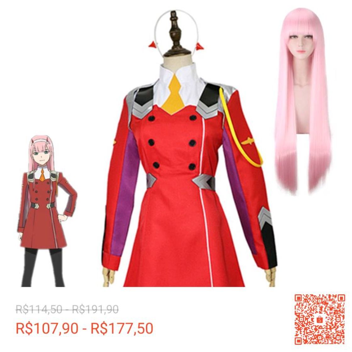 Fashion Roupa cosplay personagem zero two