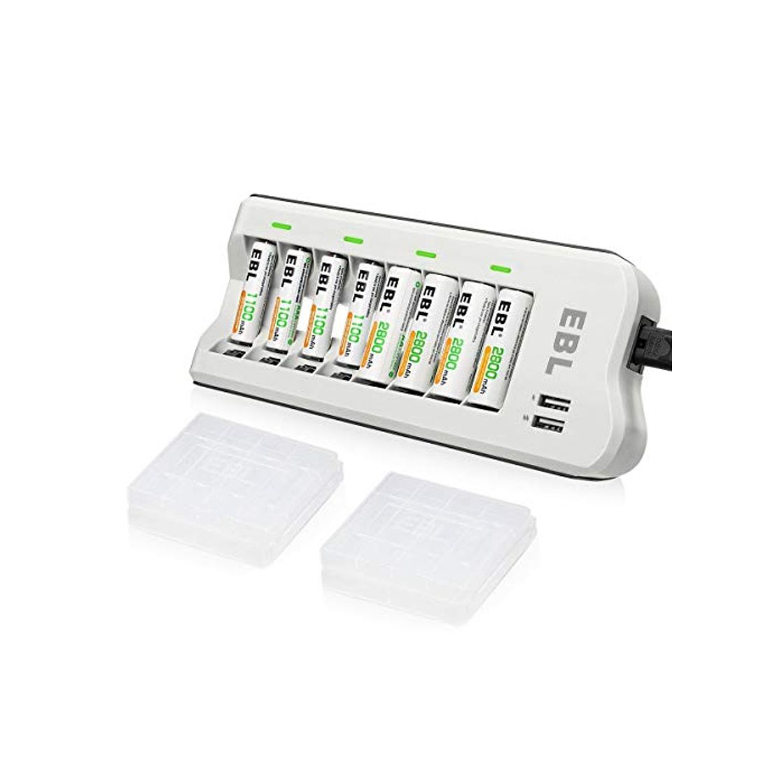 Social EBL 808U Cargador de AA AAA Baterías con AA 2800mAh