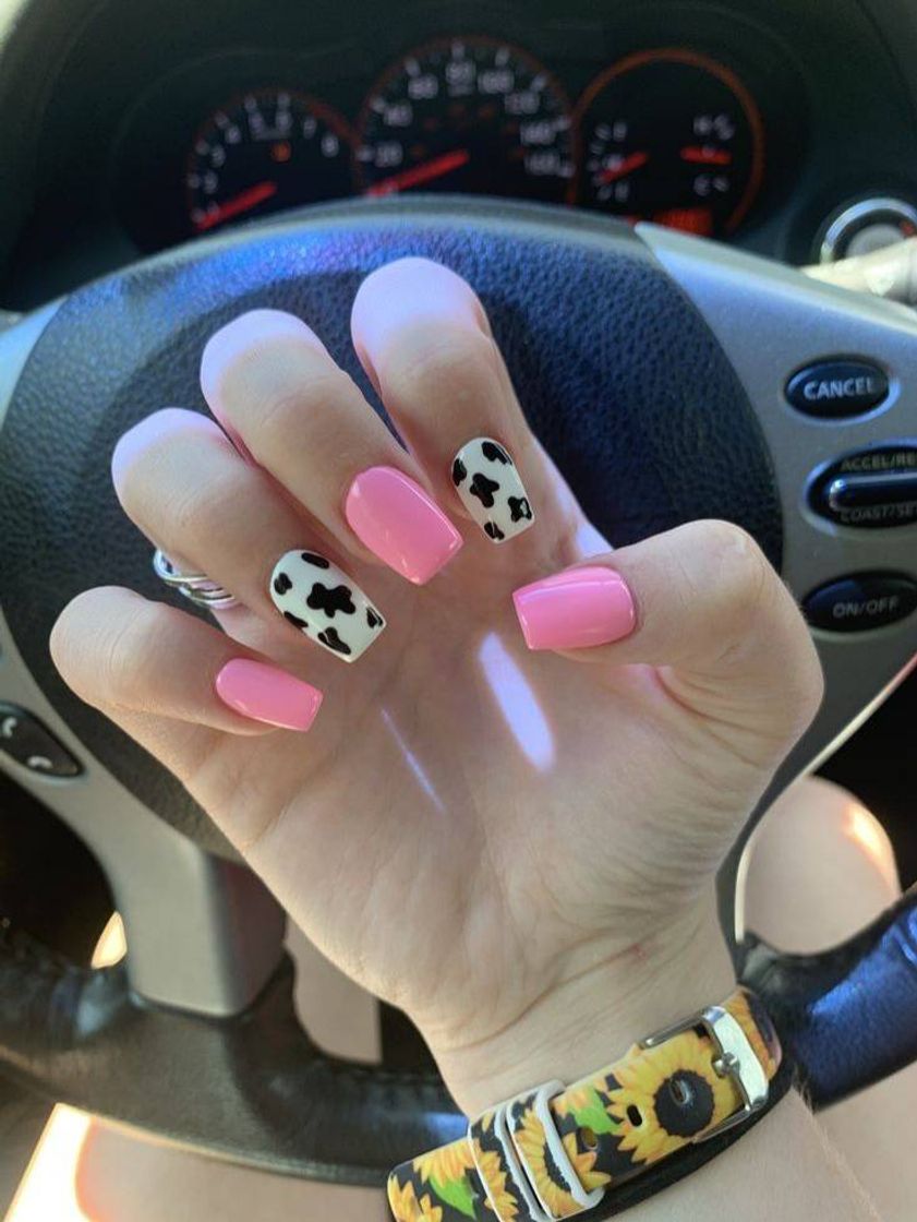 Fashion unhas pink cow 