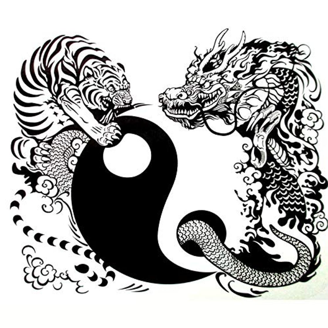 Beauty 3D   tigre y dragón Etiqueta engomada del tatuaje temporal Hombres Brazo Pierna Tatuaje falso Productos sexy Tai Chi tatoo Tatuagem Temporaria