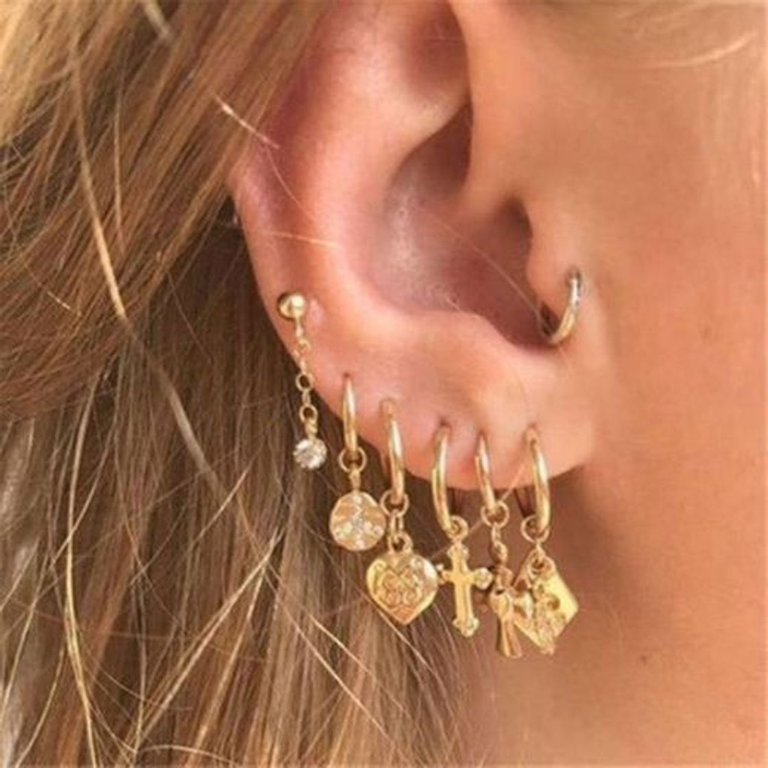 Social Mini pendientes dorados 