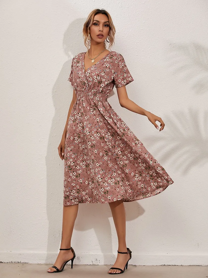 Moda Vestidos envolvente floral bohemio