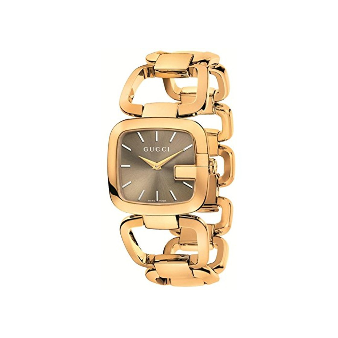 Moda Mujer Gucci YA125408 Tono oro Acero inoxidable Dial marrón G