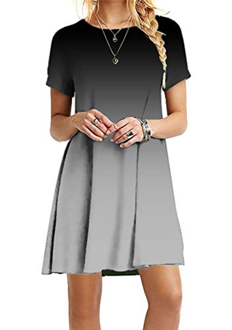 Fashion EFOFEI Minivestido casual de manga corta para mujer