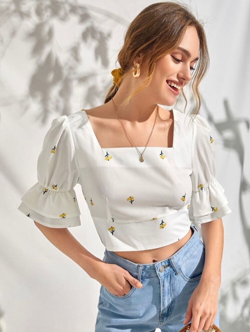 Moda Branco plissado floral boho 