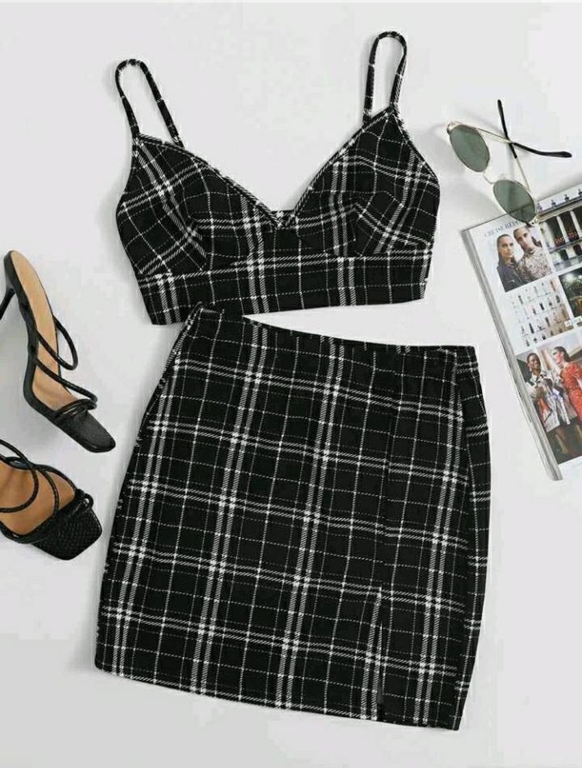 Social Xadrez sexy Roupa de 2pçs