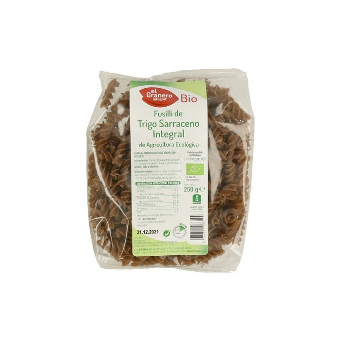 Producto Fusilli integral de trigo sarraceno Bio 250 g de El Granero Integral