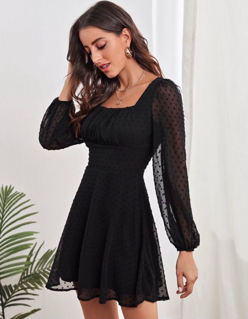 Fashion SHEIN Zíper Simples Elegante Vestido