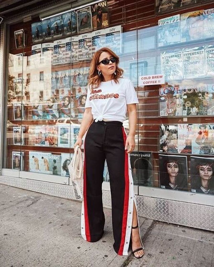 Social Calça de pantalona com fenda do lado
