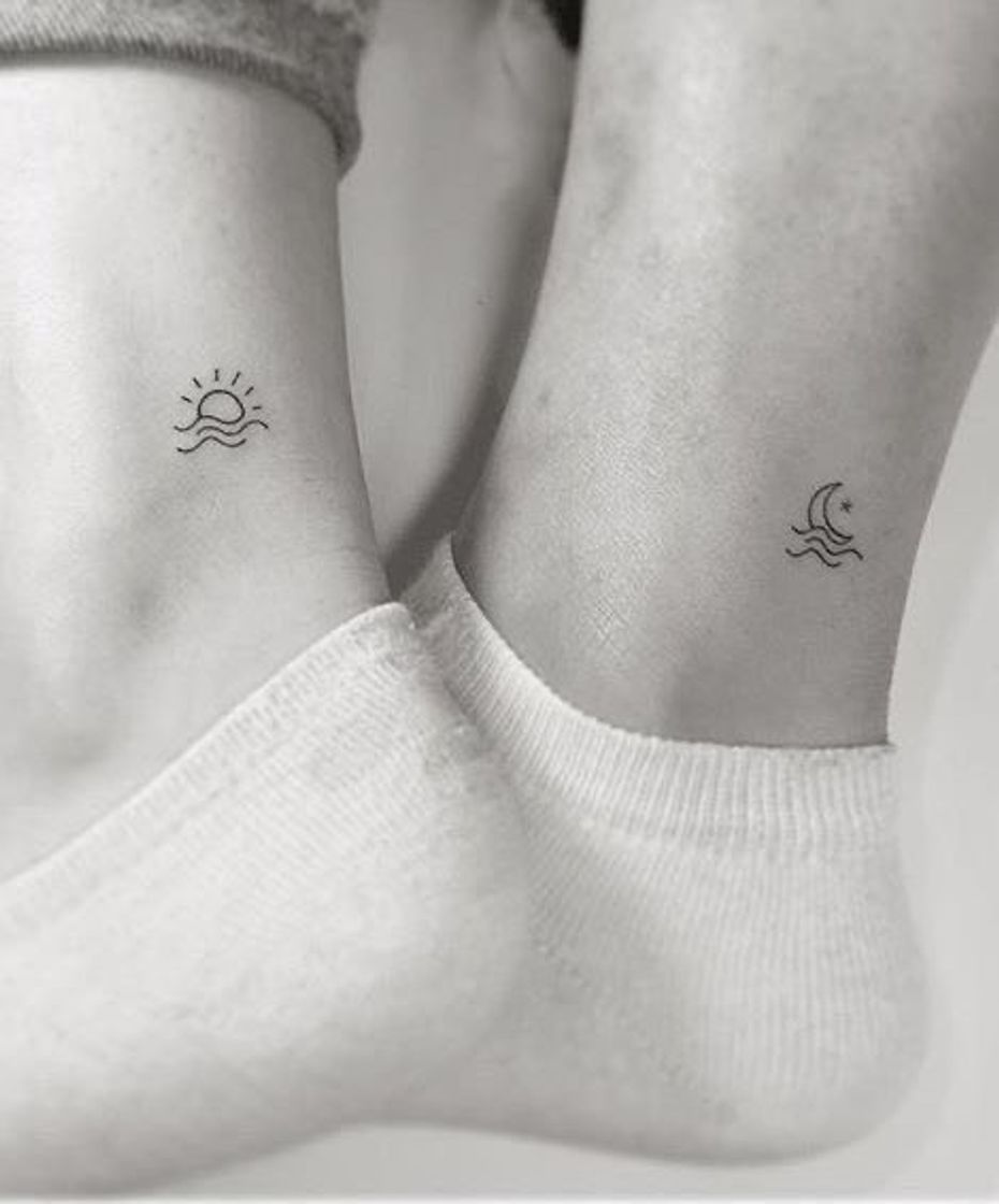 Fashion Tatuagem sol e lua mini 