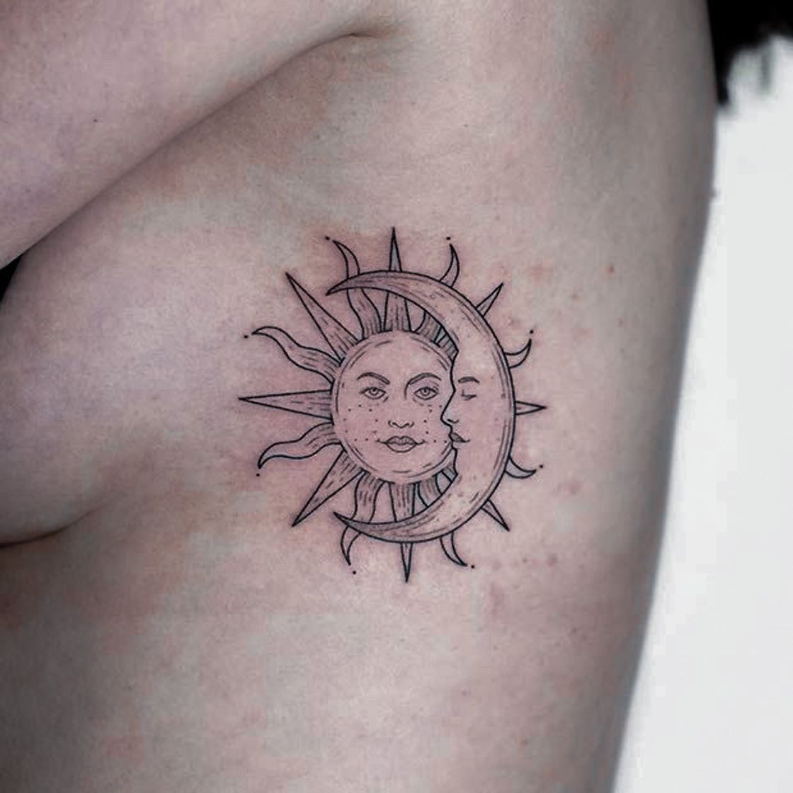 Fashion Moon and sun tattoo