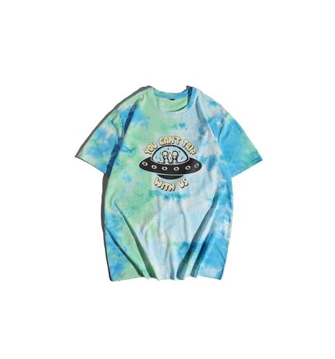 Camiseta de tie dye con estampado de extraterrestre