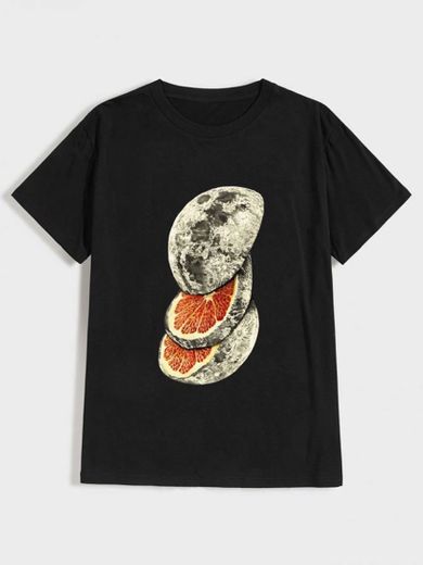 Camiseta de manga corta con estampado de fruta 
