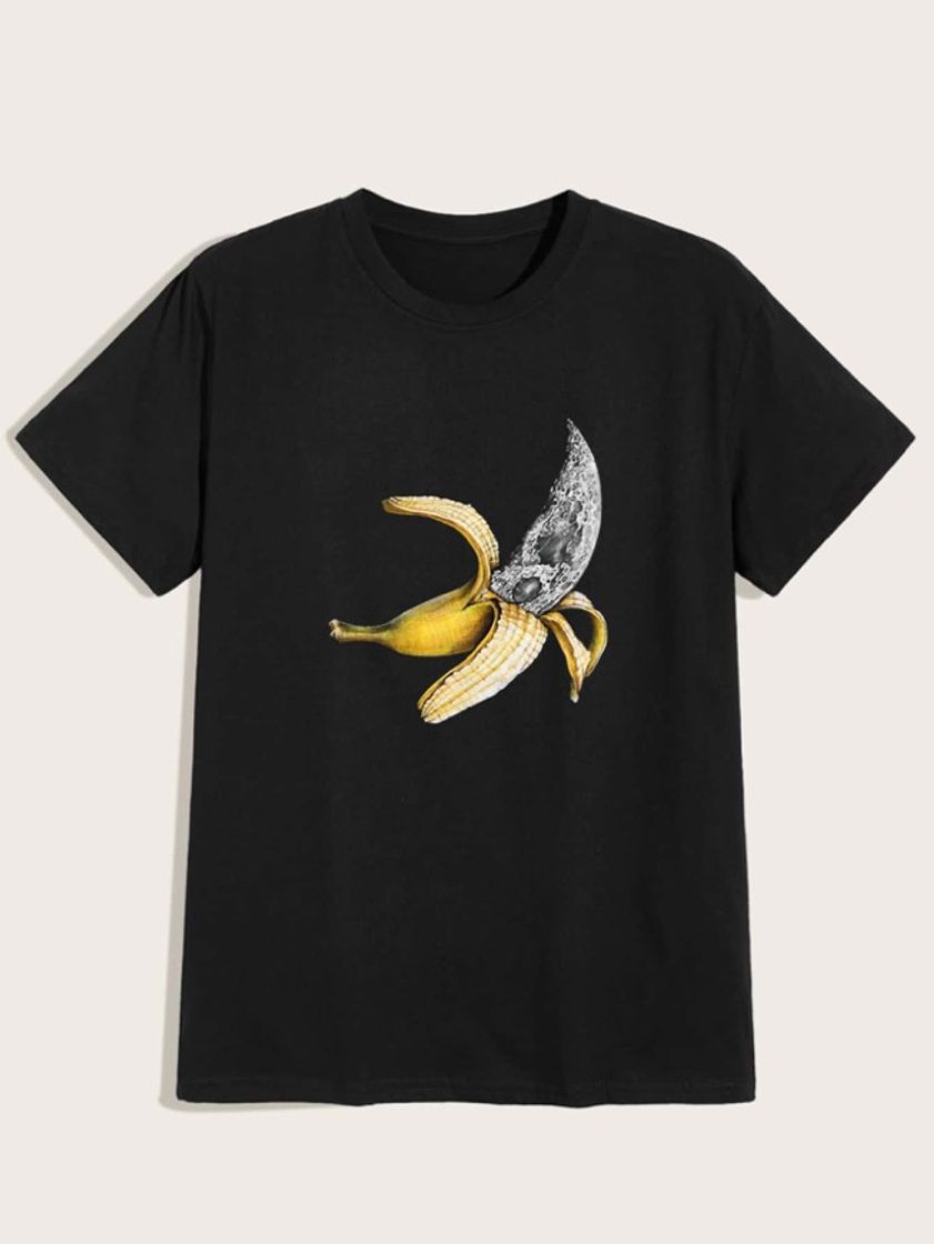 Social Camiseta de hombres con estampado de banana y luna 