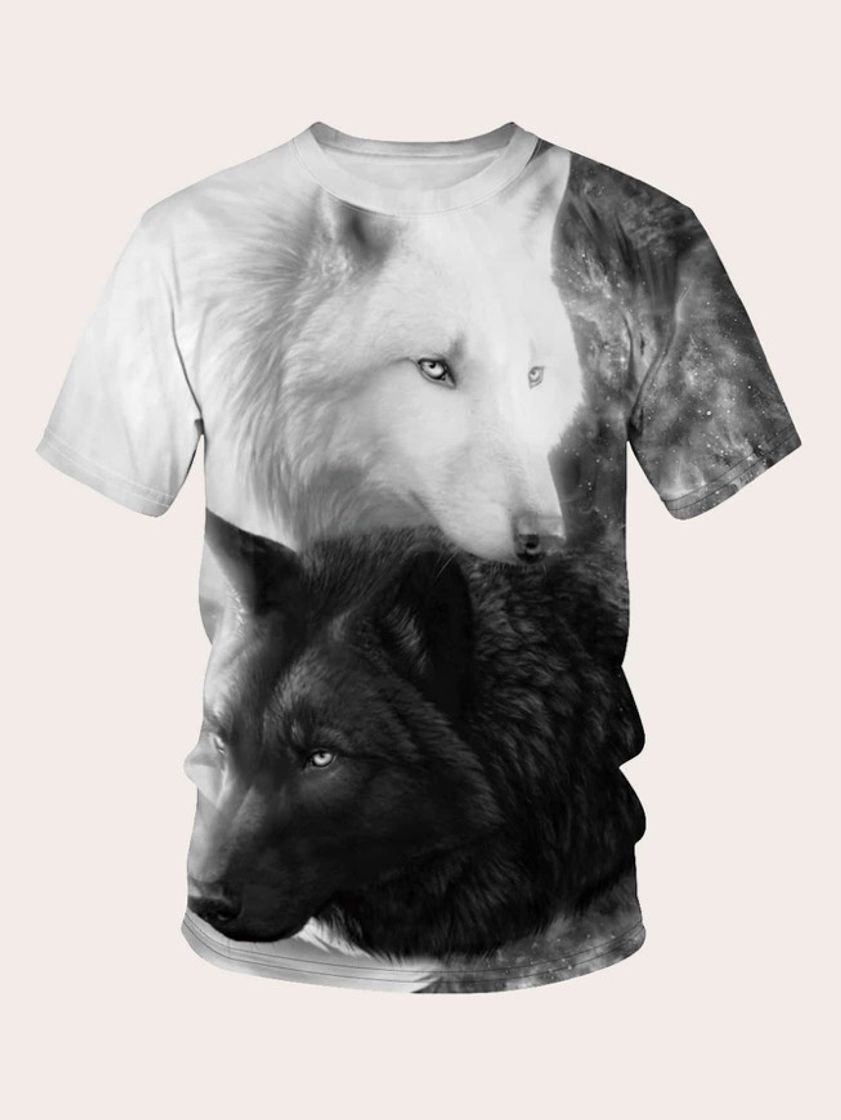 Social Camiseta de hombres con estampado de lobo