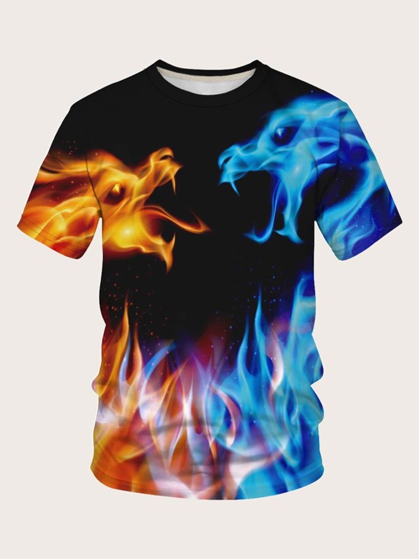 Social Camiseta de hombres con estampado de fuego 3D