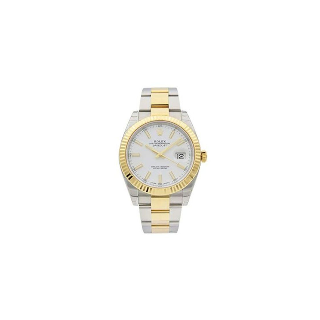 Fashion Rolex Datejust 41 blanco Dial Acero y 18 K amarillo oro ostra Mens Reloj 126333 WSO