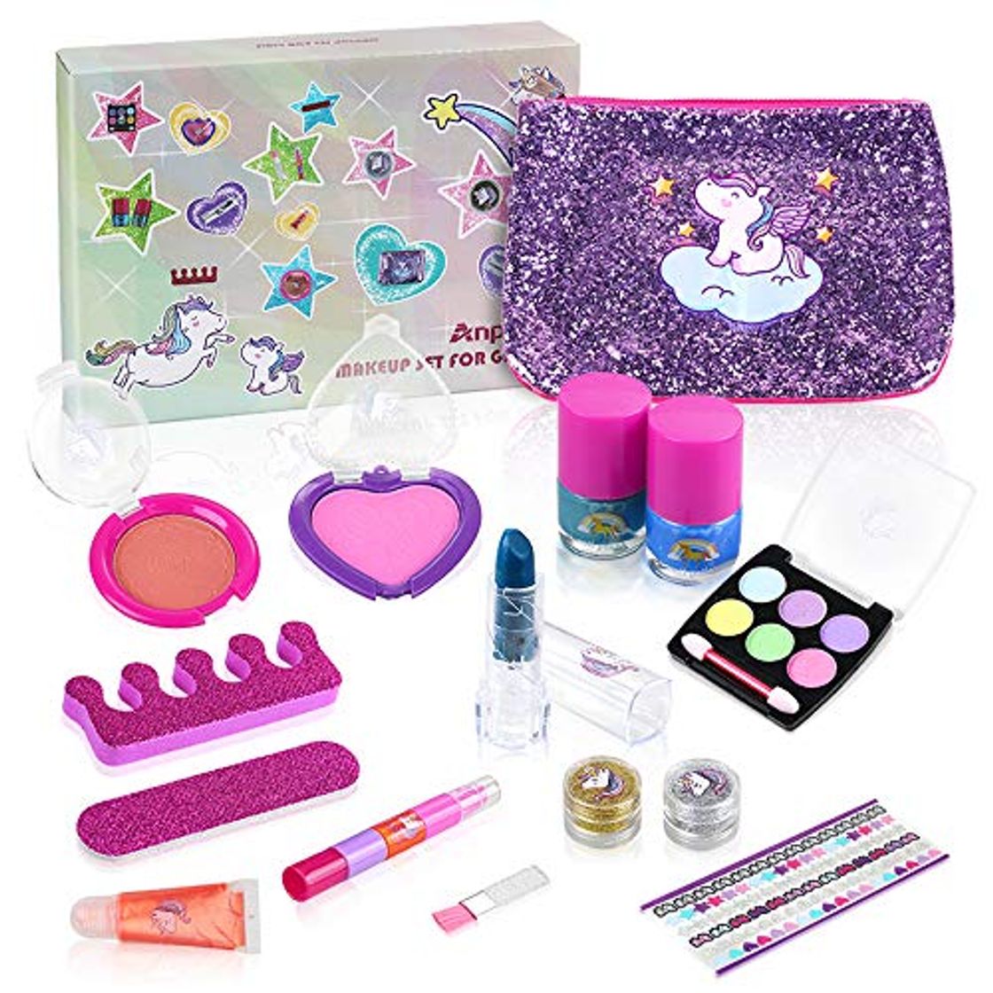 Lugares Anpro 15pcs Kit de Maquillaje Niñas