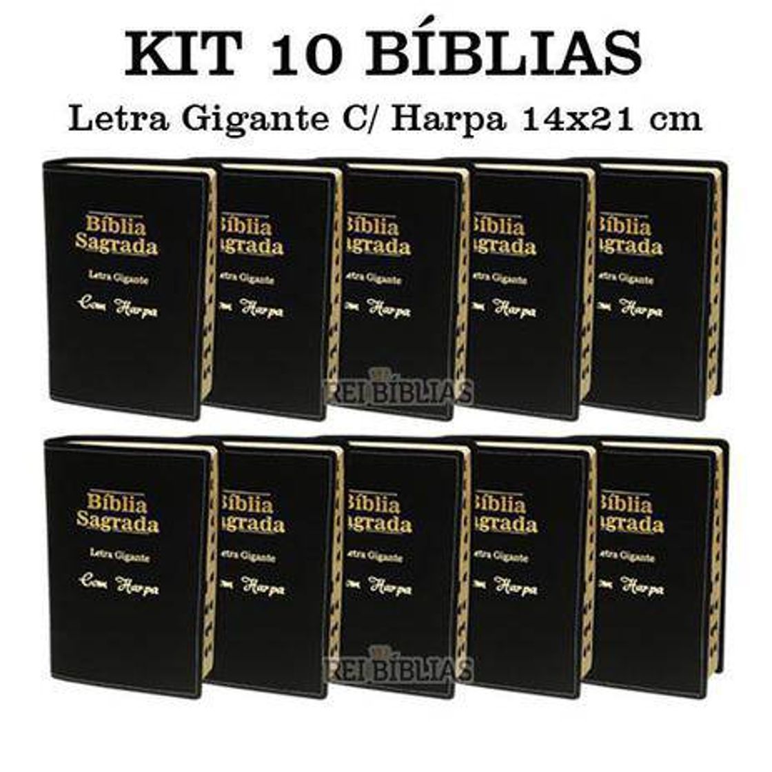 Moda KIT com 10 Bíblias Sagrada Letra Gigante - Luxo - Preta C/ H