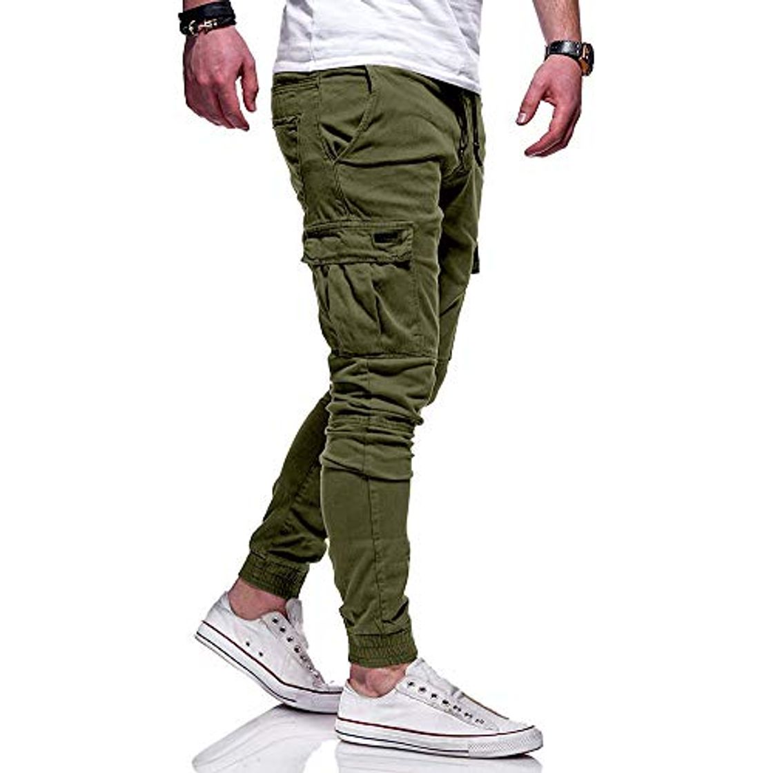 Place Overdose Pantalones Hombre Pantalón Deportivo De Color Puré con Vendaje Casual Pantalones