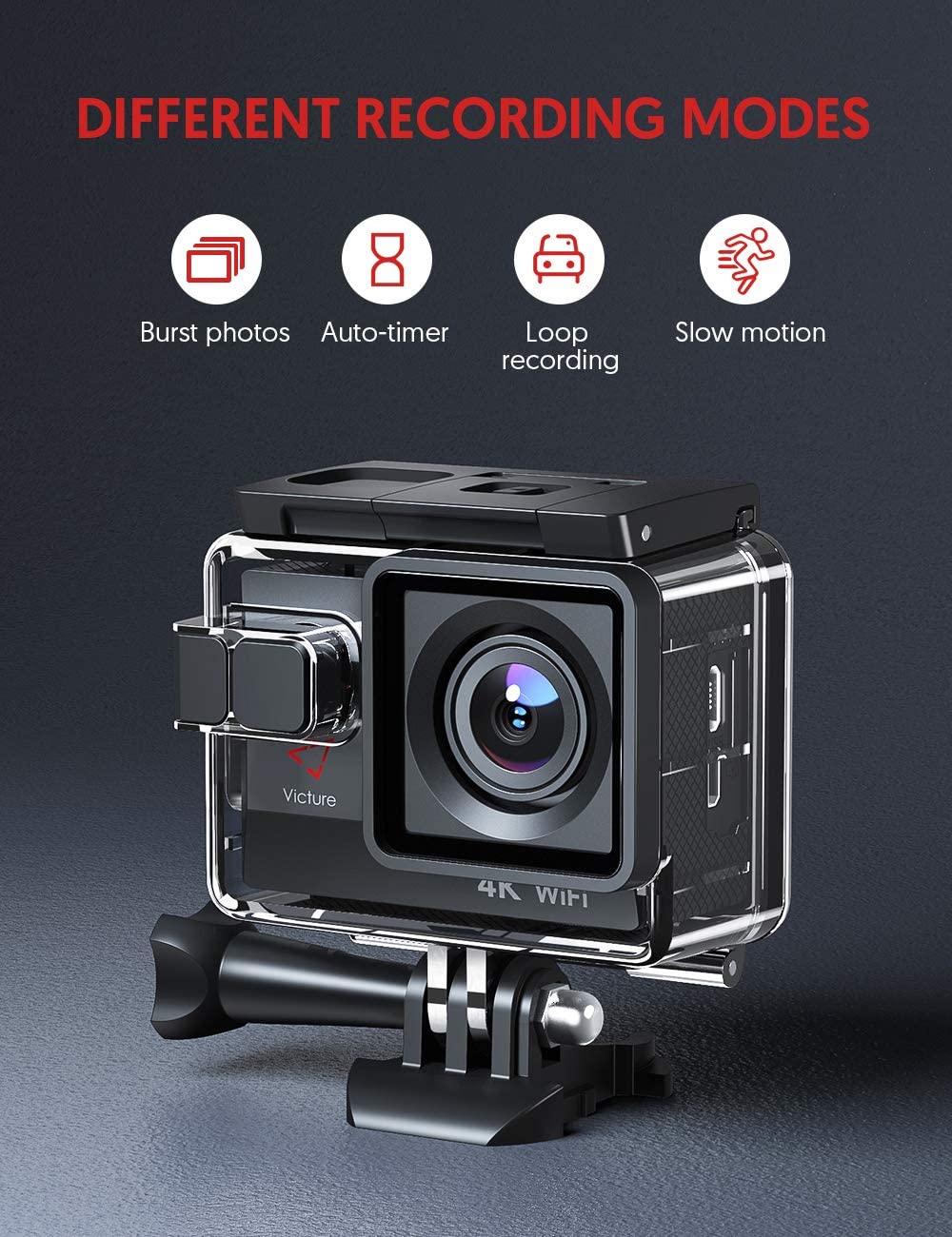 Electrónica Victure Cámara Deportiva Wifi 4k Ultra HD 20MP Action Camera Acuatica de