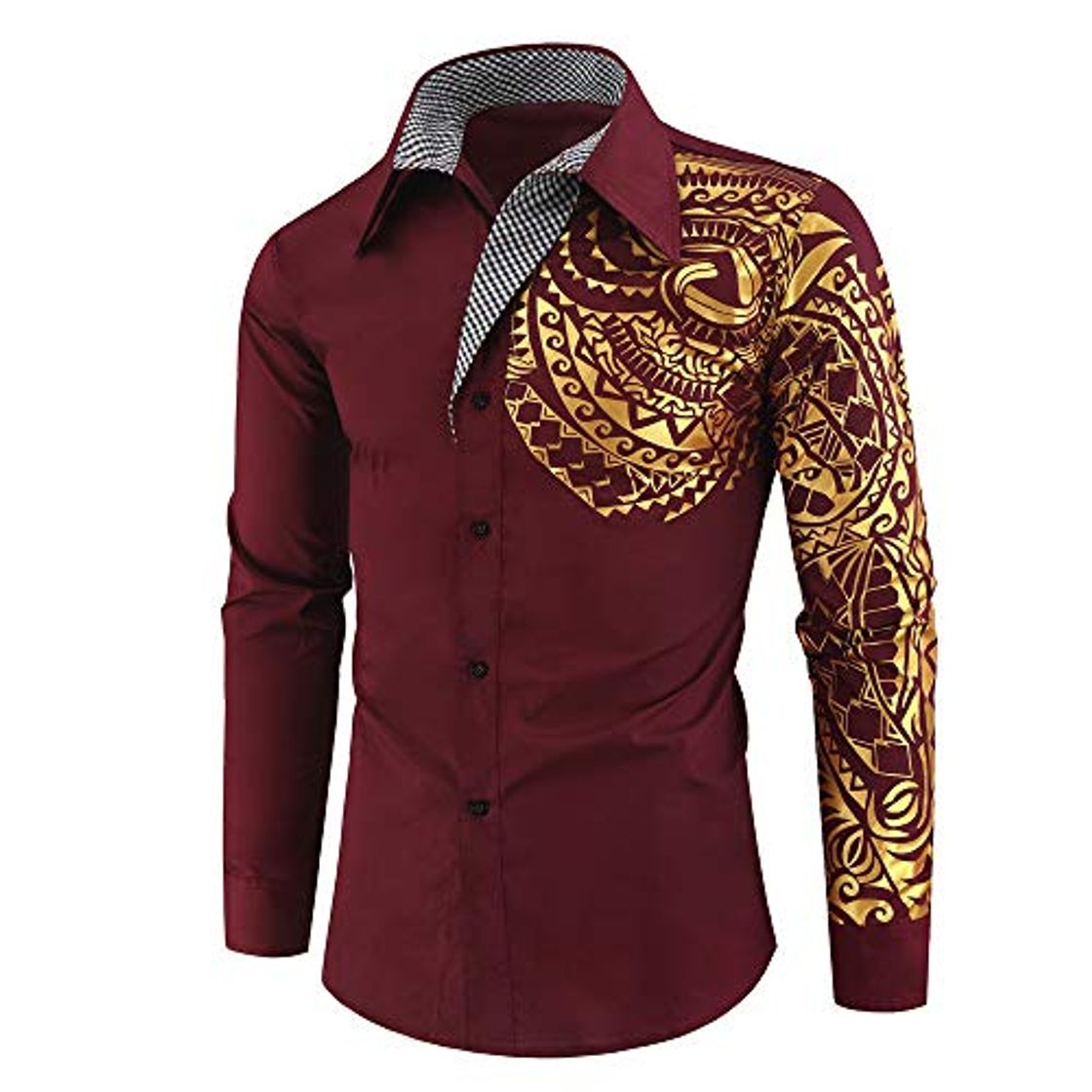 Fashion Jinyaun Camisas Hombre Camisa Negra Dorada De Lujo para Camisa Masculina De