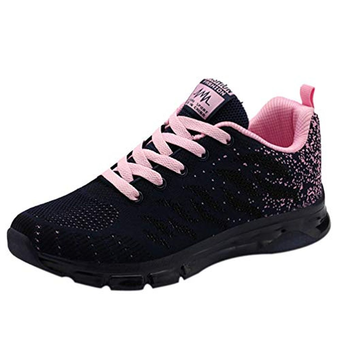 Moda Zapatillas de Correr de Punto elástico de Malla Transpirable con Cordones para Mujer Zapatillas de Deporte con amortiguación de Fondo Suave para Exteriores Antideslizantes de Comodidad Informal