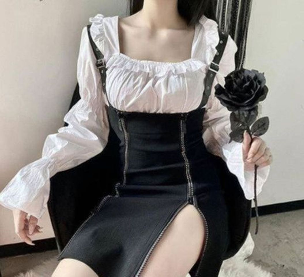 Social Vestido vintage gótico oscuro punk gótico Harajuku

