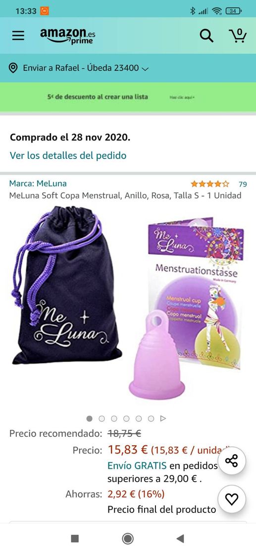 Moda Copa menstrual. 