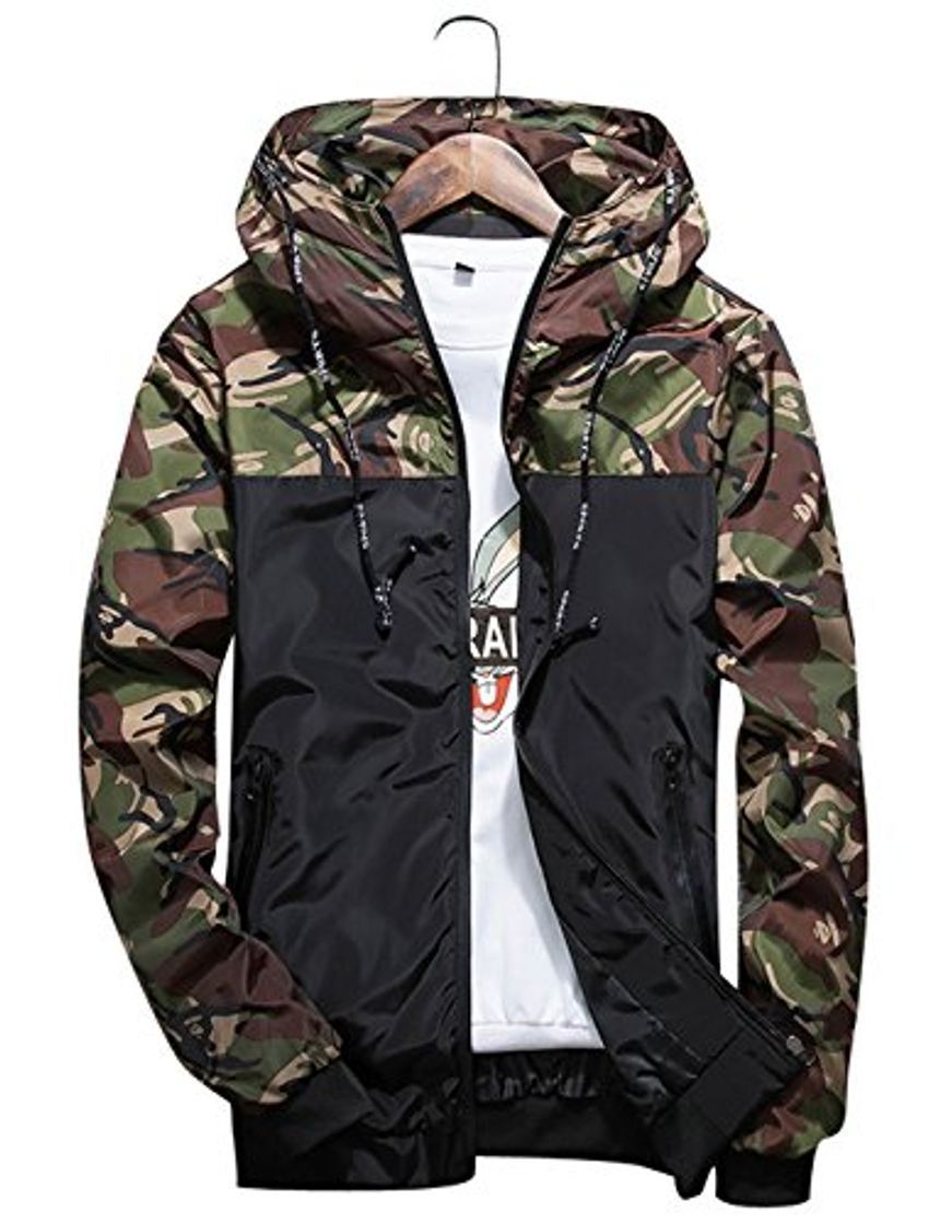 Fashion shepretty Hombre Softshell Funciones Chaqueta para Exterior Impermeable Color Verde Cortavientos