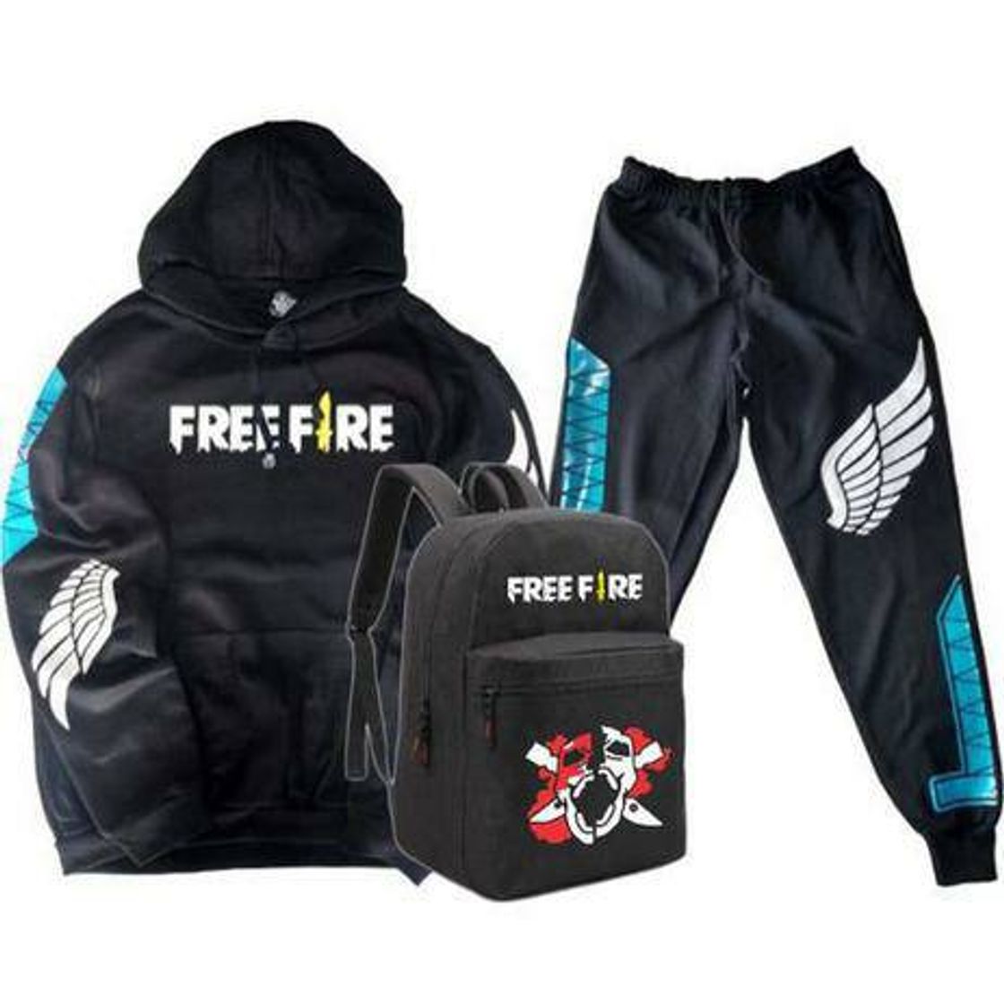 Moda Kit Moletom + Calça + Mochila Free Fire Game Mobile Estilo B