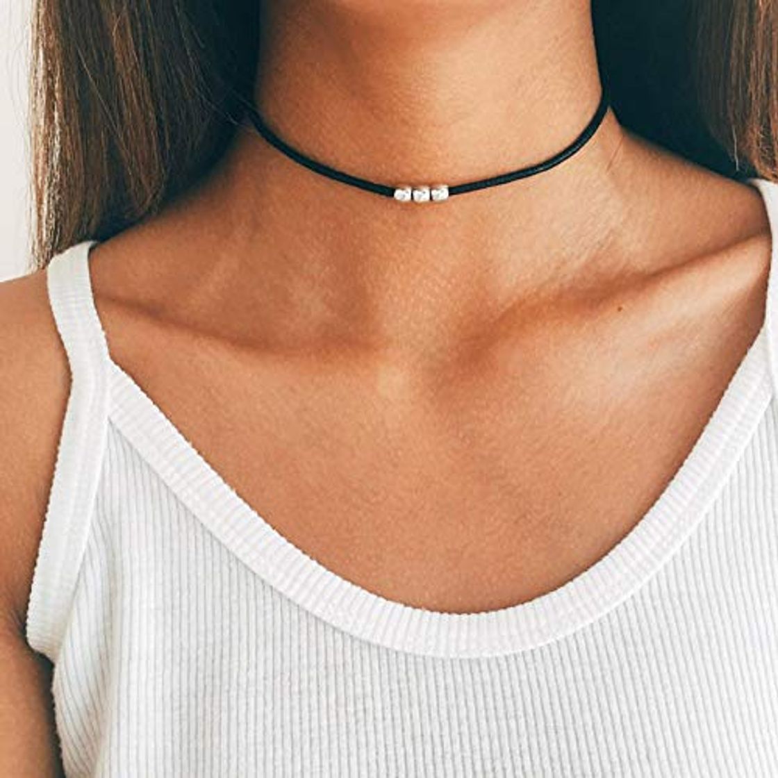 Social TseenYi Gargantilla de cuentas bohemia turquesa collar corto negro collar simple collar