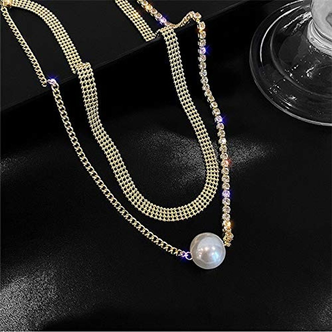 Social ghn FYUAN - Collares de cadena de doble capa de cristal para
