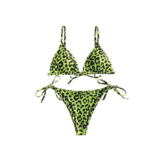 ZAFUL - Bikini acolchado con estampado de leopardo para mujer