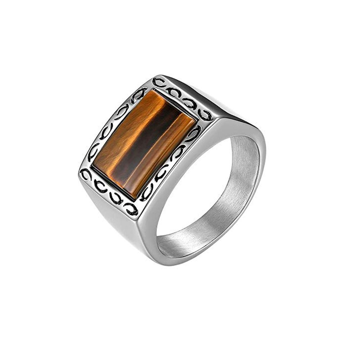 Producto QWERTYU LIJIANME Regalo de la joyería Boni Beso Anillo de los Hombres de la Vendimia del Ojo del Tigre de Piedra Punk clásico Color Negro Masculino Anillo de Acero Inoxidable Anillo Bijoux Anéis