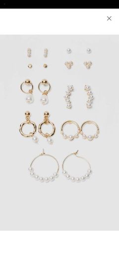 Set 8 aros perlas 