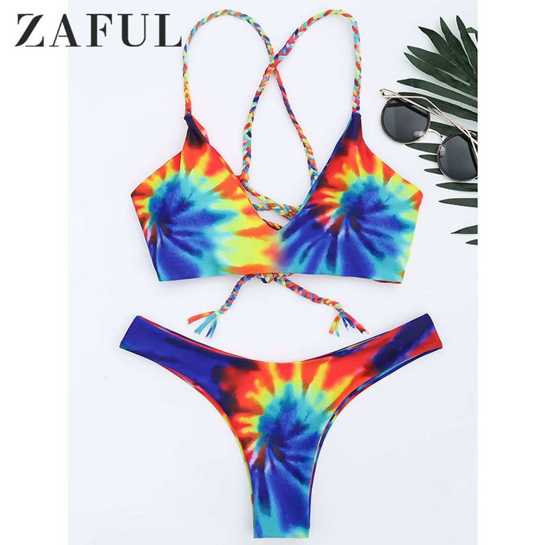 Moda ZAFUL Bikini para mujer Tie Dye con tirantes finos