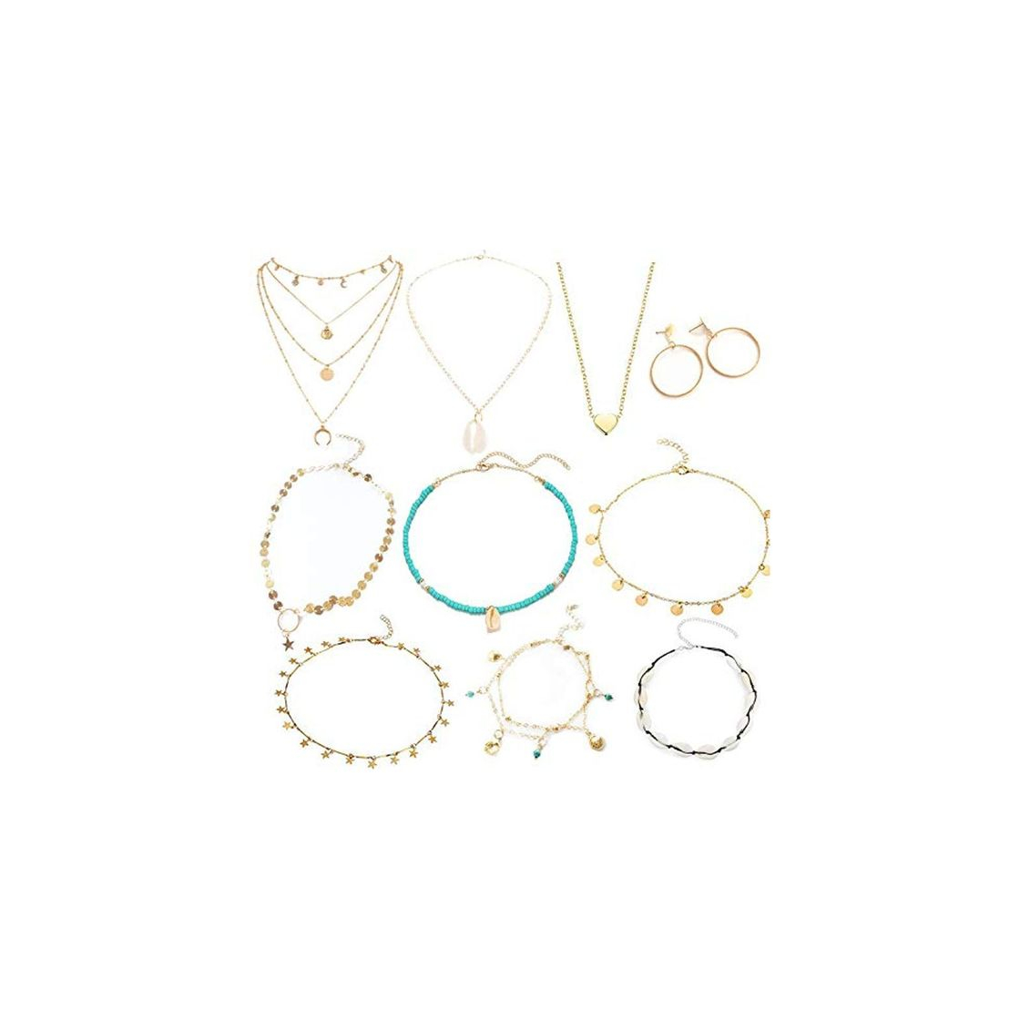 Social LABOTA 10 Piezas Shell Gargantilla Collares Colgante de Concha de Concha de