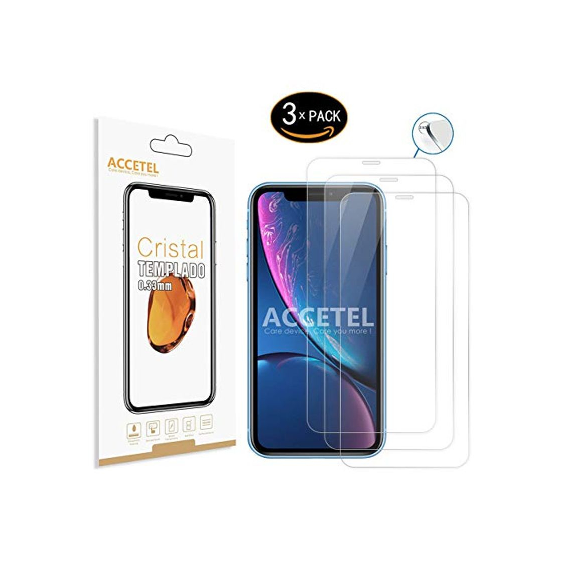 Products Accetel Protector de Pantalla Compatible con Apple iPhone XR Protector Cristal Vidrio