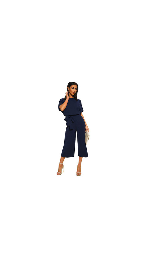Social Longwu Mujeres Casual Elegante Cintura Alta Mono de Manga Corta Pantalones de