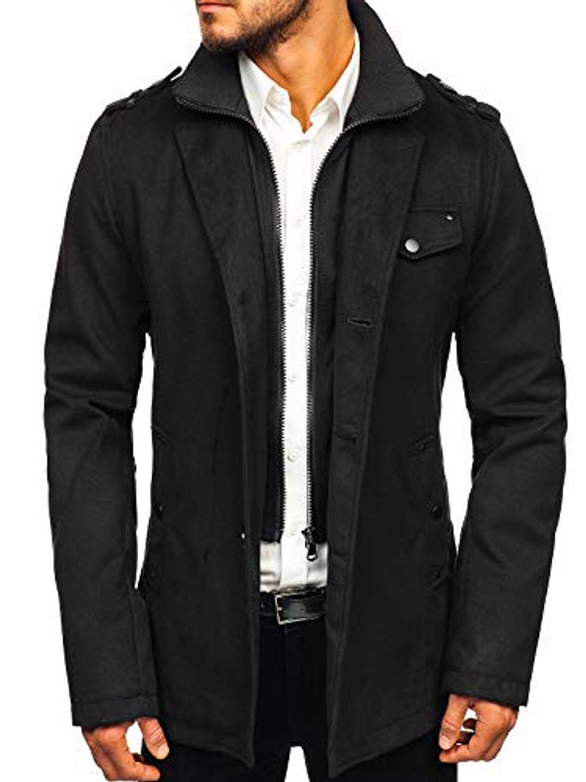 Social BOLF Hombre Abrigo Botonadura Sencilla PPM 8853 Negro L [4D4]