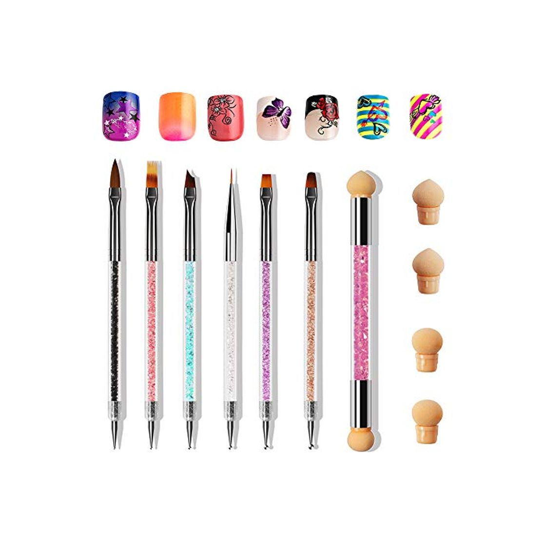 Social Anself 6 pinceles para uñas de doble cabeza para Nail Art. 1