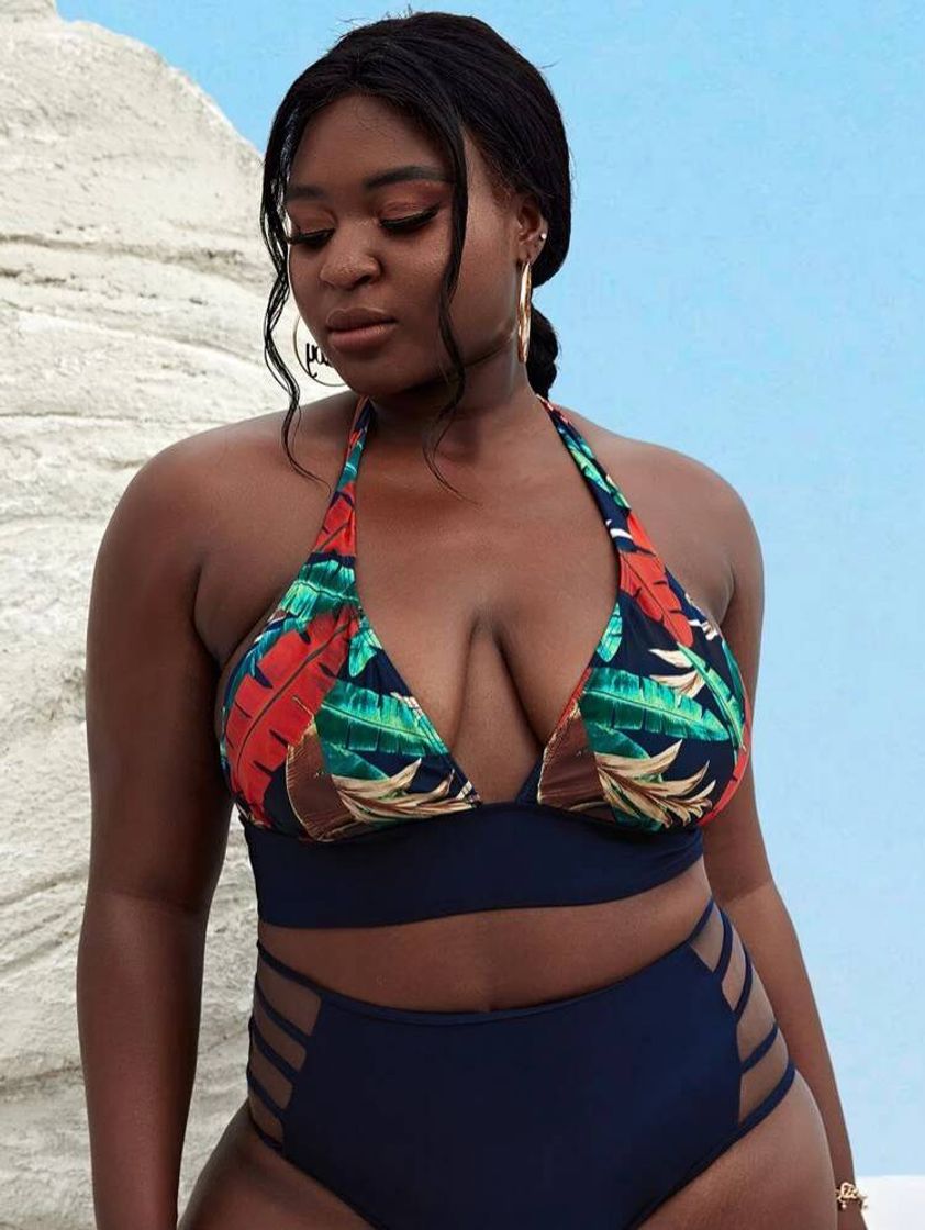 Fashion Tropical Boho Parte Superior de Biquíni Plus Size