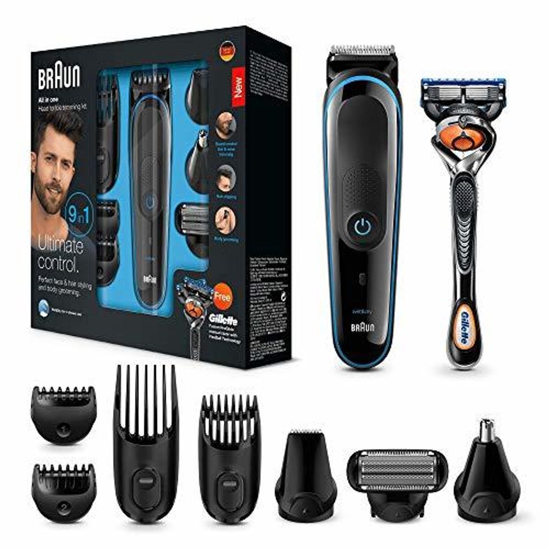 Belleza Braun MGK3085 Corta Barbas Hombre Todo en Uno 9en1 para Pequeños Detalles