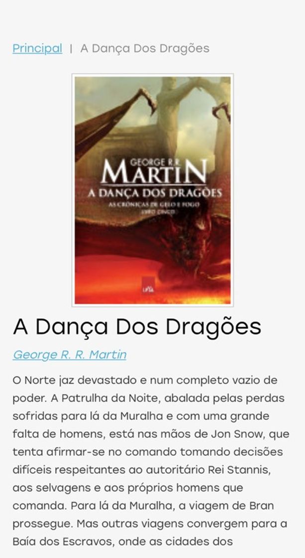 Fashion Livro dança dos dragões 