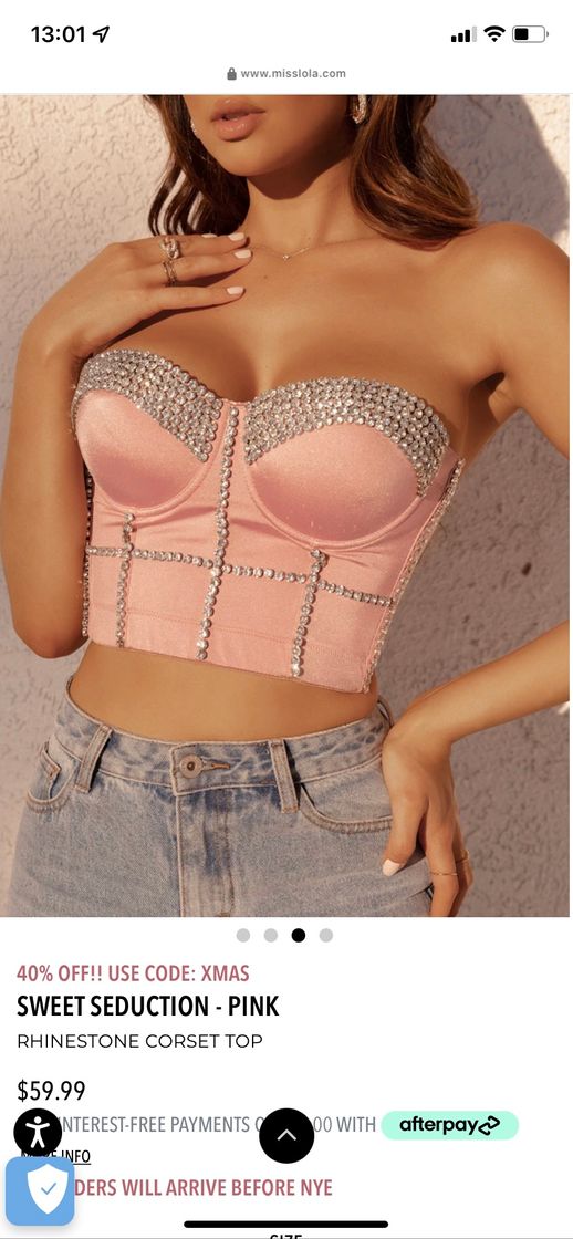 Moda Rhinestone Corset Pink