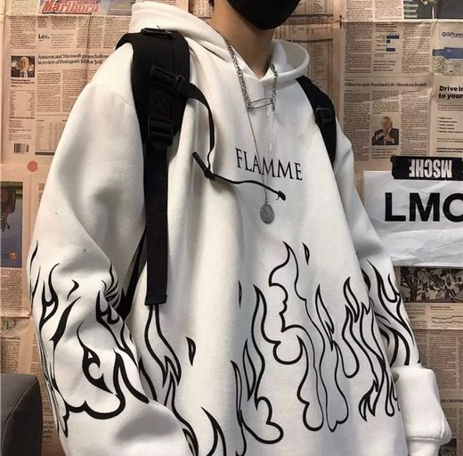 Flame streetwear oversize hoodies feminino hip hop femme
