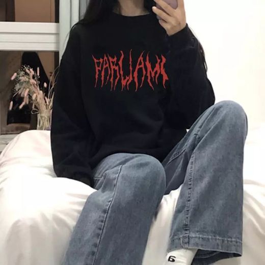 Gótico escuro hoodie feminino manga longa kpop streetwear
